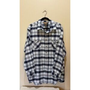 Ariat Rebar Flannel Shirt Mens XXL Blue‎ Plaid Long Sleeve Button Up Stretch